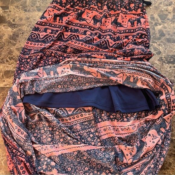 Rue 21 Womens Size S Blue & Coral Elephant Pattern Long Summer Dress - Picture 7 of 7